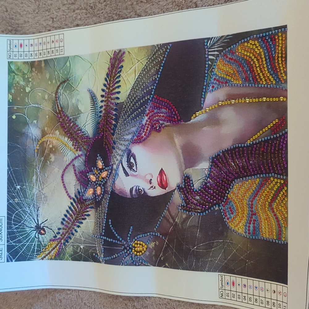 Hand Crafted Diamond Painting Ready To Frame Print Modern Lady